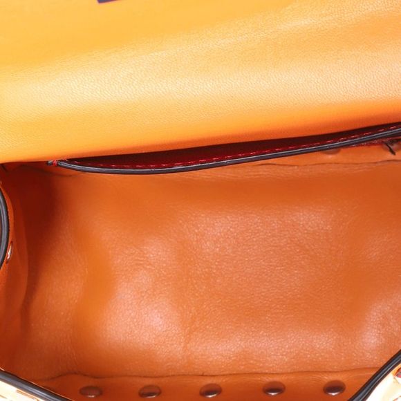 Valentino Garavani Rockstud Spike Flap Bag Quilted Patent Micro Orange - Picture 6 of 7